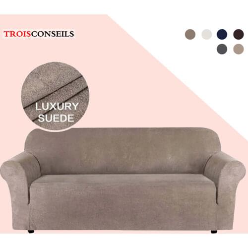 Modern Plush Sofas for Living Room Sectional High Quality Elastic Sofa Cover Solid Color Couch Cover 1/2/3/4 Seater L Shape