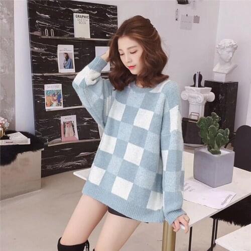 2019 New O-Neck Solid Knitted Sweater Women Harajuku Loose Long Pullover Pull Sweaters Femme jersey mujer Jumper