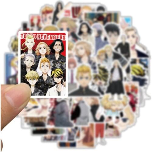 Takerlama 50pcs/pack Tokyo Revengers Stickers For Skateboard Japanese Anime Cartoon Sticker For Computer Notebook Car Decal