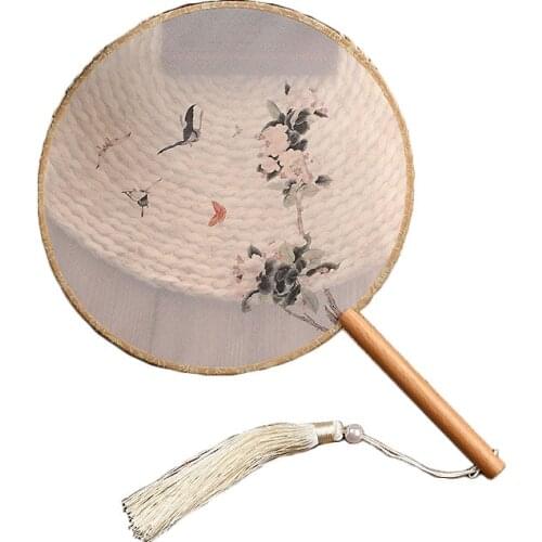 Vintage Silk Fan Home Wall Decoration Folding Portable Girl Hand Dancing Fan Sandalwood Home Living Room Decoration Arts Gifts