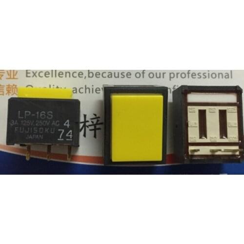[VK] JAPAN FUJISOKU LP1W-16S-Y light touch switch 19*15MM rectangle reset button 3 feet LP-16S 3A125V.250VAC yellow button