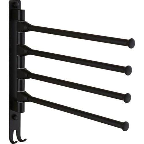 Rotatable 4-Tier Wall Mounted Hotel Bathroom Towel Rack Holder Storage Shelf