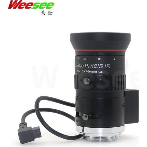 WS 1/2.5'' inch F1.4 format 5-50mm 3MP HD cctv lens C mount varifocal auto iris for IP camera box