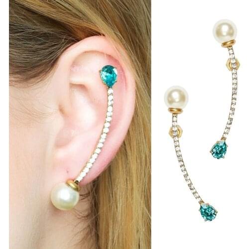 Curved pearl earrings womens retro new earrings Europe and America zircon earrings fashion jewelry