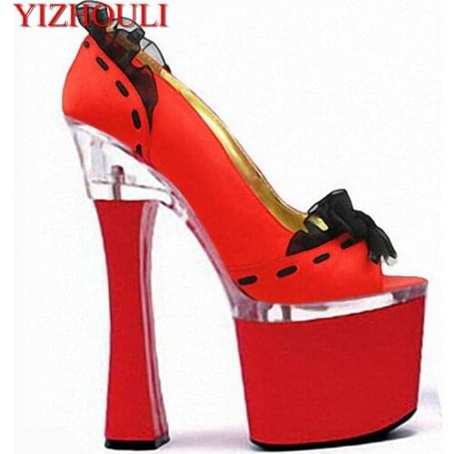 Spring Autumn Platforms Women PU Leather Open Toe Ultra 18cm Night Club High Heel Shoes Wedding Shoes