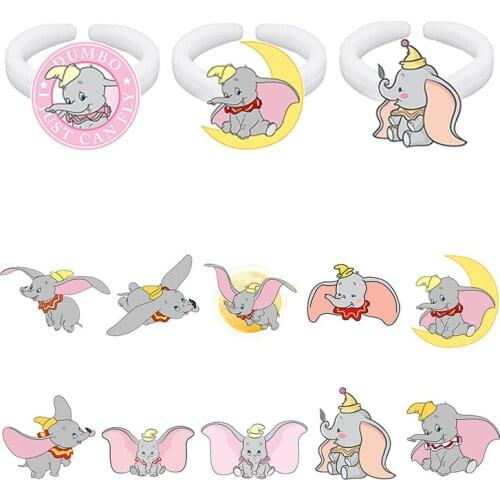 Disney Dumbo Lady Ring Personality Ring Epoxy Acrylic Trend Fashion Jewelry Ring Colorful Jewelry
