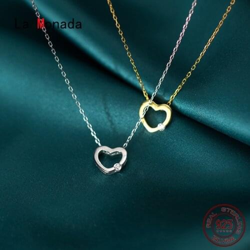 La Monada 39+3cm Silver Necklace For Women Fine Silver 925 Jewelry Fashion Hollow Heart Neck Pendants 925 Silver Chains Woman
