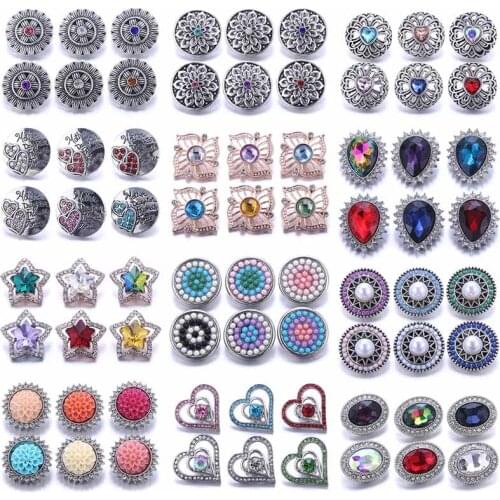 10pcs/lot 2020 New Snap Jewelry Mixed Colorful Rhinestone Crystal 18mm Snap Button Jewelry Fit Snap Bracelet DIY Charms Jewelry