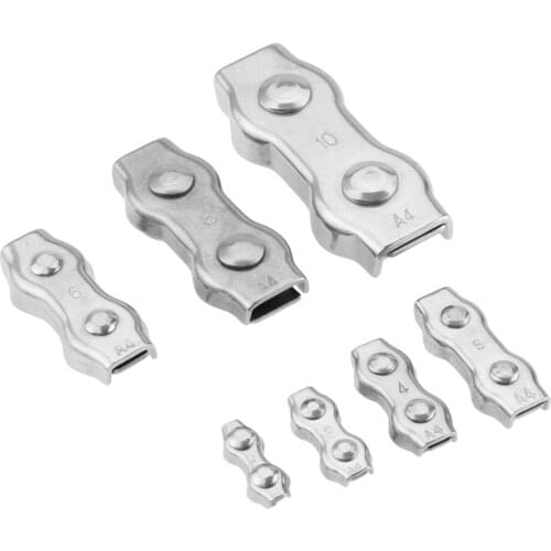 4pcs 2/3/4mm Stainless Steel Duplex Wire Rope Clip Fixing M2/M3/M4 Cable Clamps Caliper For Heavy-duty Rigging Rope Wire Cable