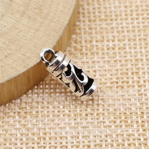 43pcs 16x6x6mm antique silver Engraved weight buckle charms diy retro jewelry fit Earring keychain hair card pendant