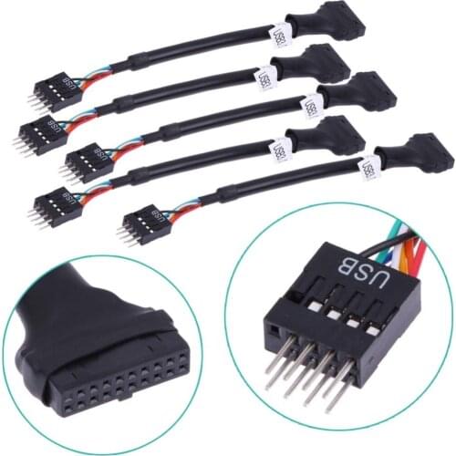 5pcs 20/19 Pin USB 3.0 Female to 9 Pin USB 2.0 Male Motherboard Cable 480mbps Data Speed Computer Cable Connectors Promotion