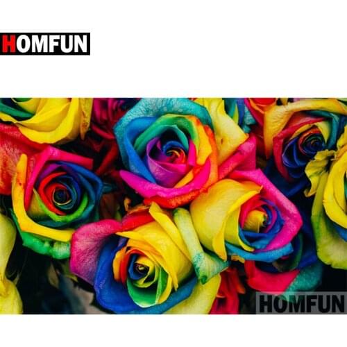 HOMFUN Full Square/Round Drill 5D DIY Diamond Painting "Colored flower" Embroidery Cross Stitch 5D Home Decor Gift A15574