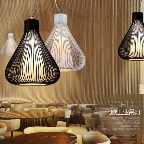 Nordic Vintage E27 Industrial Simple Birdcage Droplight Wrought Iron Onion Restaurant Pendant Light Cafe Bar Store Hall Lamp