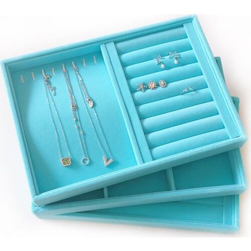 Velvet ring earrings display tray tray tray fashion jewelry cufflink organizer holder under case case shows ring earrings jewelr