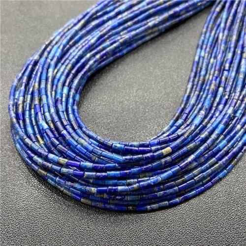 15.5" Natural Blue lapis lazuli Stone Beads Tube Labradorite Sodalite Loose Beads Fit Jewelry Making Bracelet Neckalce 2*4mm