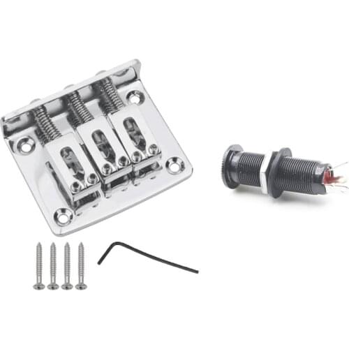 Cylinder Clip End Pin Mono Panel Output Jack Socket for Electric Guitar & Adjustable 3 String Guitar Tailpiece Bridge