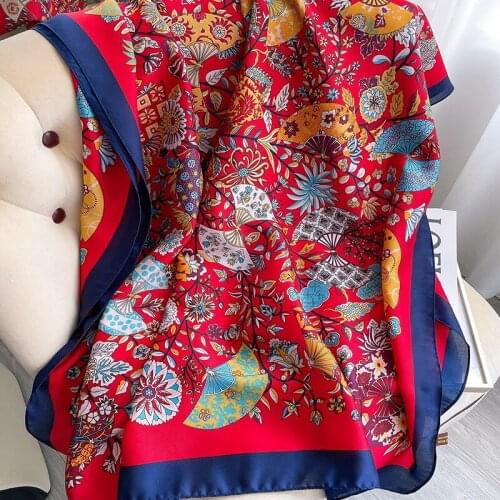 Long scarf silk scarf shawl painted shawl painting pashmina lady New Women Neck Wrap Floral Hijab Foulard Scarves Female Summer