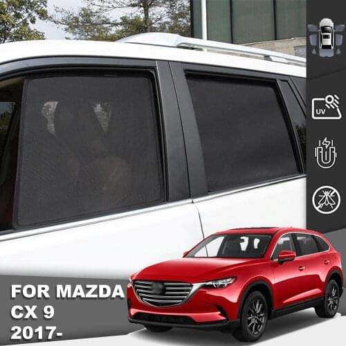 Magnetic Car Sunshade Front Windshield Door Mesh Frame Curtain For Mazda CX-9 2017-2021 Reflective Side Window Sun Visor Cover