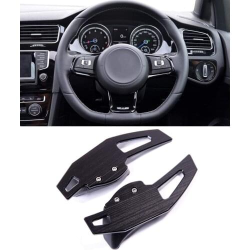 DSG Aluminum Alloy Black Steering Wheel Gear Shift Paddle Cover Trim for VW Golf 5 MK5 6 MK6 GTI R32