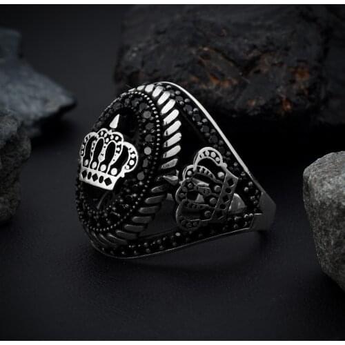 Guaranteed High-quality 925 Sterling Silver Crown ring Jewelry Made in Turkey in a luxurious way for men with gift