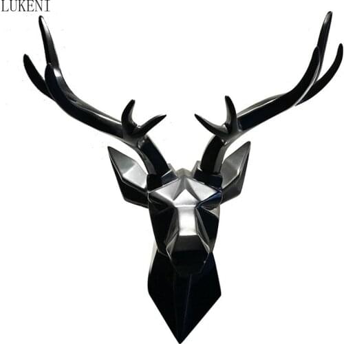 Retro European-style Creative Products Resin Animal Deer Head Wall Hanging Wall Decoration Indoor Home Style Craft Decoration