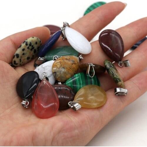 Natural Stone Pendant Charms Turquoises Malachites Water Drop Shape Pendant for Making DIY Jewelry Necklace Size 16x28mm