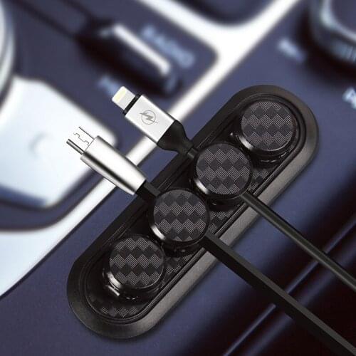 Carbon Fiber Texture Magnetic Cable Organizer Data Cable Clip Storage Hub Auto Desktop Finishing Tool Car Accessories Interior