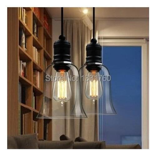Small size Modern lamp crystal bell glass pendant lights Dining room Indoor Contemporary lighting fixtures