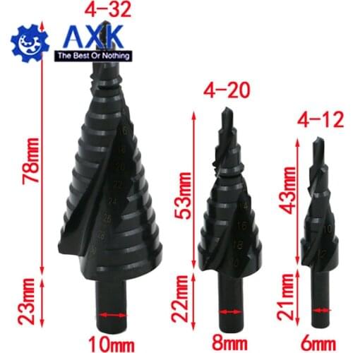 3PCS 4-32MM HSS Cobalt Step Drill Bit Set Nitrogen High Speed Steel Spiral For Metal Cone Triangle Shank Hole Cutter