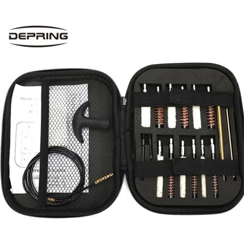20pcs/set Universal Gun Cleaning Brushes Mops Kit with Flexible Cable for .22 .30 .40 .45 .270/.280 .357/.38/9mm Caliber