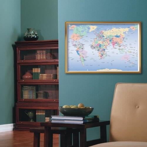 A1 Size In French The World Map Wall Art Poster Eco-friendly Canvas Painting Living Room Home Office Decoration School Supplies