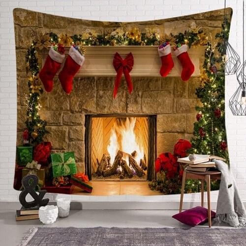 Wall Hanging Backdrop Square Bedroom Living Room Cloth Decorative Home Decor Art Blanket Happy New Year Christmas Tapestry
