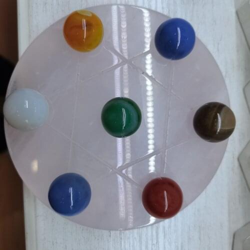 Natural quartz crystal ball seven star array rose quartz amethyst stone obsidian wicca decor meditation healing rune stones