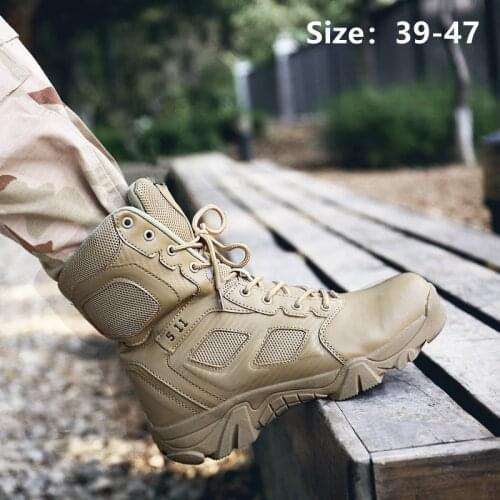 New Mens Shoes High-quality Outdoor Boots Army Tactical Boots Mountaineering Footwear Waterproof and Anti-collision Toe