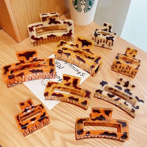 New Women Elegant Print Leopard Acrylic Hollow Hair Claws Vintage Sweet Headband Hair Clips Hairpins Fashion Hair Accessories