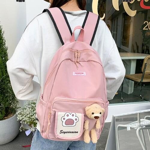 New Japanese Anime 3D Plush Bear Backpack Harajuku Kawaii Girl Middle School Student School Bag Large Capacity Nylon Backpack