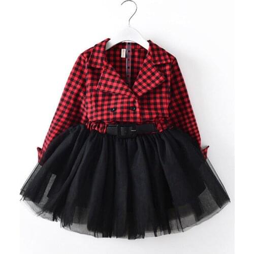 Pudcoco US Stock Free Shipping New Fashion Toddler Baby Girls Dress Long Sleeve Plaid Patchwork Princess Party Prom Tulle Dress