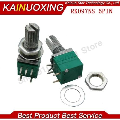10pcs RV097NS B5K B10K B20K B50K B100K B500K 5PIN single linked potentiometer with a switch audio sealing potentiometer