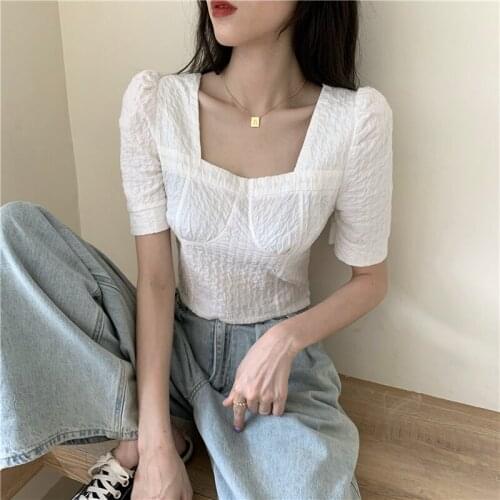 Casual Loose Puff Sleeve T-shirt Womens T-shirts Tops Japanese Kawaii Ladies Ulzzang Female Korean Harajuku Clothes For Women