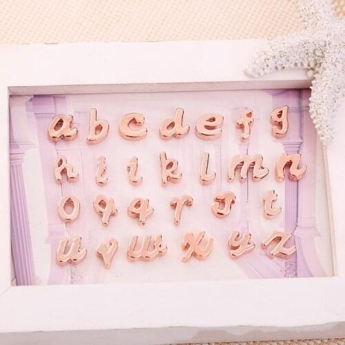 Rose Gold Silver Perforated Lowercase Pendants A-Z Letters Charms DIY Accessories For Handmade Earrings Bracelets Necklace