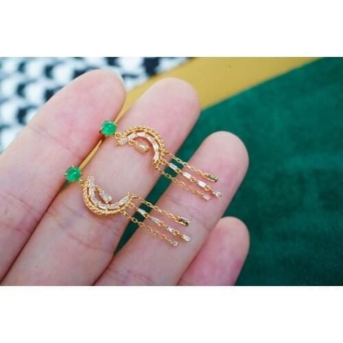 SX Solid 18k Gold 0.35ct Nature Green Emerald Earrings for Women Fine Jewelry Birthday Presents