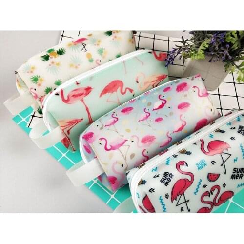 Flamingo Silicone Pencil Case Kawaii Pencil Bag Cute Pencil Box Pen Case For Girls Boys Korean Stationery Office School Supplies
