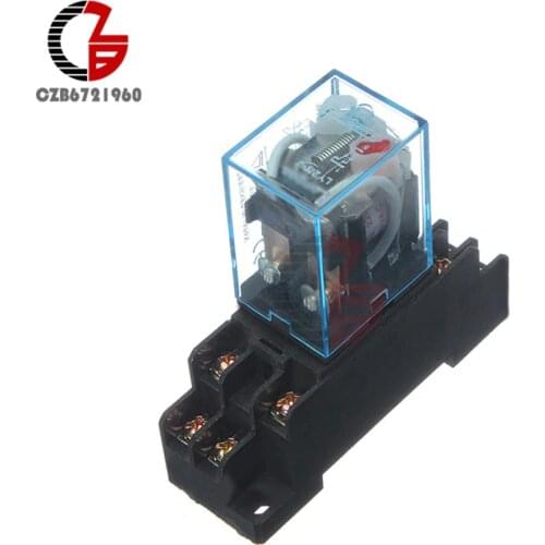 Power Relay LY2NJ Socket Base 220V AC Coil Miniature Relay DPDT 8 Pins 10A 240VAC LY2 HH62P LY2 JQX-13F with PTF08A