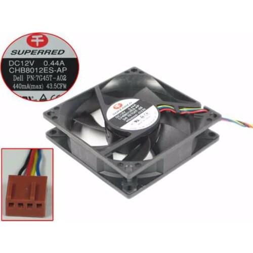 Superred CHB8012ES-AP DC 12V 0.44A 80x80x20mm 4-Wire Server Square Fan
