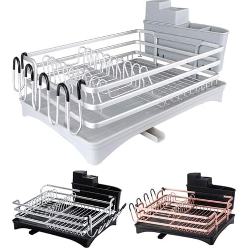 Hot XD-Dish Drying Rack, Compact Rustproof Dish Rack and Drainboard Set, Dish Drainer with Adjustable Swivel Spout