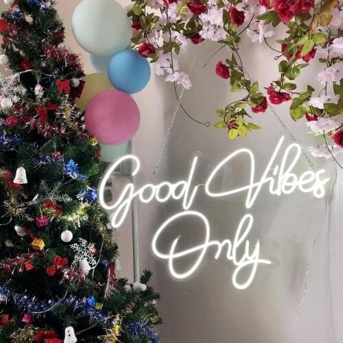 LED Neon Light Sign Good Vibes Only Neon Sign Wall Lights Night Lamp for Room Holiday Party Decor Cool Birthday Christmas Gift