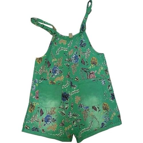 Thin Denim Shorts Women Summer Casual Sleeveless Jean Jumpsuit Suspenders Bib Short Pants Baggy Print cowboy Wide Leg Playsuits