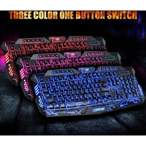 Gaming Keyboards USB Wired Gaming Keyboard Waterproof Cool LED 3-Color Colorful Wired Breathing Backlit Keyboard For PC Laptop