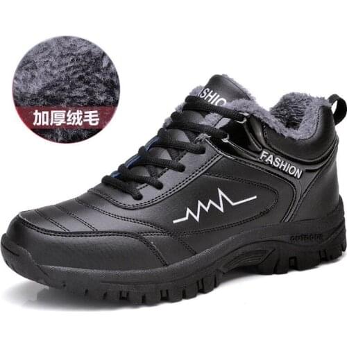 Winter Women Men Boots Shoes Plush Keep Warm Sneakers Man Outdoor Waterproof Ankle Snow Boots Casual Shoes Leather Boot Man