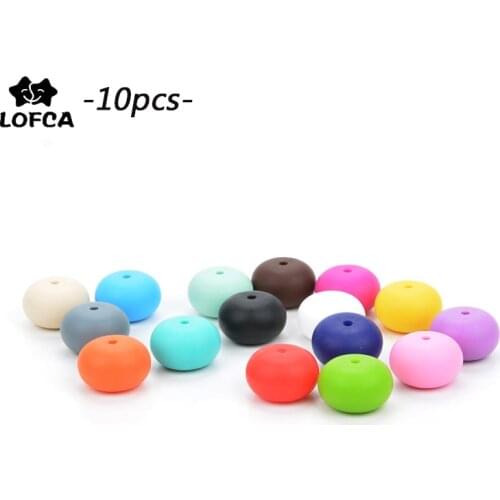 LOFCA 10pcs Silicone Abacus Teether Beads BPA Free Baby Teething Chew Oral Care Baby Toy DIY Jewelry Pacifier Necklace Nursing